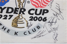 Team USA & Team Europe (23) Signed 2006 Ryder Cup at The K Club Flag JSA ALOA