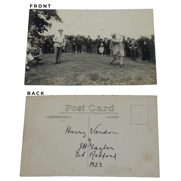 JH Taylor Signed 1923 Vardon vs. Taylor Postcard JSA ALOA