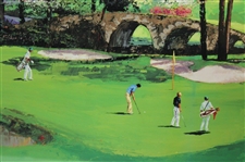 Augusta National Golf Club 3 Golfers on Green of 11th Hole Print 