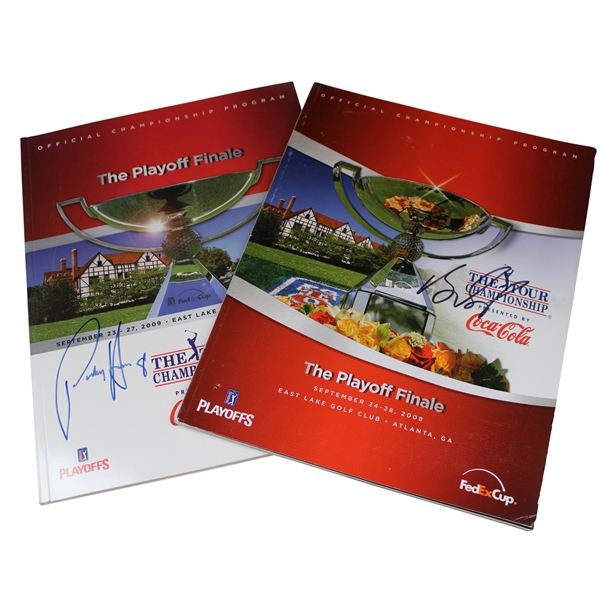 Vijay Singh & Padraig Harrington Signed Tour Championship Programs (2008 & 2009) JSA ALOA