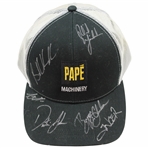 Mickeslon, Koepka, Bryson, DJ & others Signed Pape Machinery Logo Trucker Hat JSA ALOA