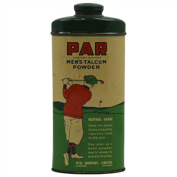 Circa 1920s Golf Themed Par Talcum Powder Tin