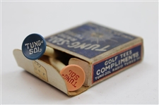 Vintage Tung-Sol Radio Tubes Golf Advertising Tees Box w/Two (2) Tung-Sol Tees