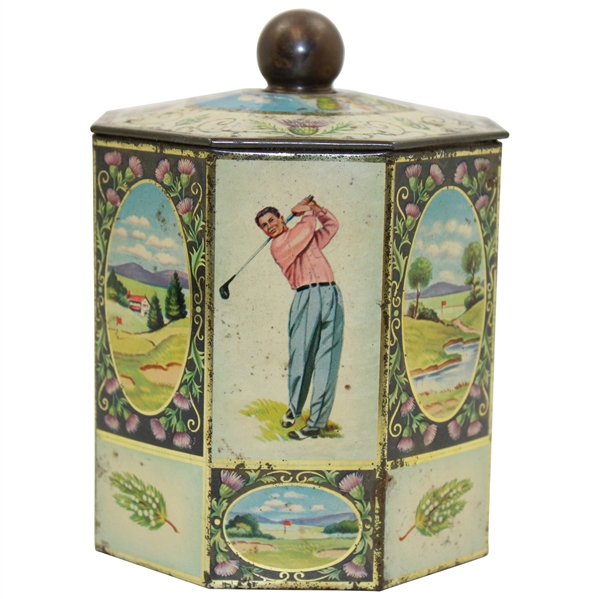 MacGregor Golf Themed Octagonal Tin Container with Lid - Employee Gift - Made in Belgium