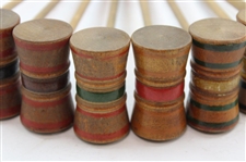 c.Late 1800's Miniature Parlor Table Croquet Set in Pine Box - Hutchin & Noyes & Co.