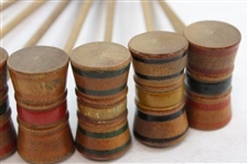c.Late 1800's Miniature Parlor Table Croquet Set in Pine Box - Hutchin & Noyes & Co.