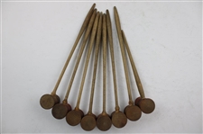 c.Late 1800's Miniature Parlor Table Croquet Set in Pine Box - Hutchin & Noyes & Co.