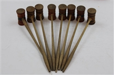 c.Late 1800's Miniature Parlor Table Croquet Set in Pine Box - Hutchin & Noyes & Co.