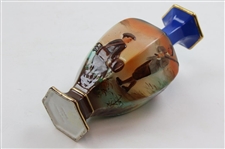 Hexagonal Ceramic Footed Vase w/Hand Painted Post-Swing Golfer & Caddie Observing