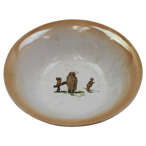 Vintage Steubenville China Ceramic Bowl with Golfer, Scorer & Caddy in Center