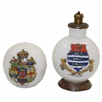 Two (2) Carlton China Crest Logo Bramble Golf Balls - Worthing & Canada