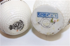 Two (2) Carlton China Crest Logo Bramble Golf Balls - Worthing & Canada