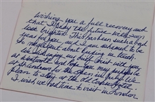 Arnold & Winnie Palmer Photo w/Hand-Written Note to Jean Ward Thomas from Winnie Palmer