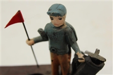 Classic Iron Birdie Putt with Golfer & Caddy Coin Bank