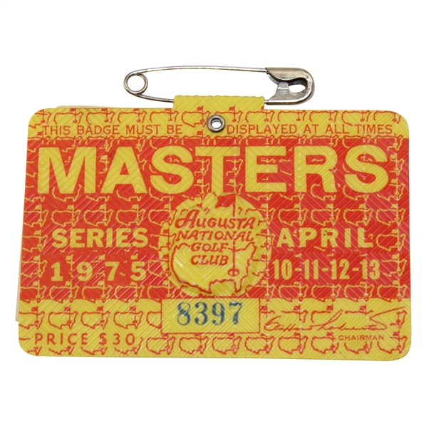 1975 Masters Tournament SERIES Badge #8397 - Jack Nicklaus Winner