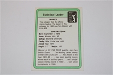 Tom Watson Signed 1981 Donruss PGA Tour Statistical Leader Golf Card JSA ALOA