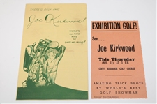 Four (4) Joe Kirkwood Exhibition Advertising Pieces & Joe Kirkwood's Golden Acre Land Ownership Card