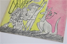 Original Pencil & Watercolor Joe Kirkwood w/ Kangaroo Cover Art Drawing