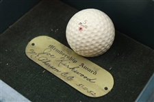 Joe Kirkwood's Mcpherson Country Club Membership Award 5-11-1952 Golf Ball in Shadowbox