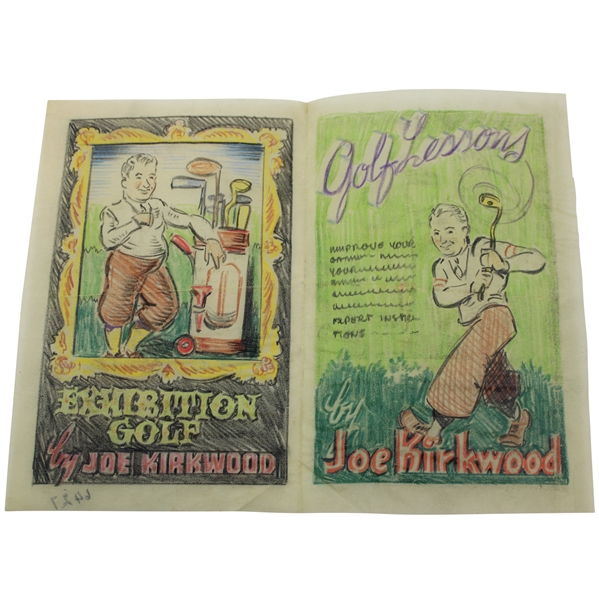 Original Joe Kirkwood Exhibition Golf & Golf Lessons Pencil on Paper Cover Artwork