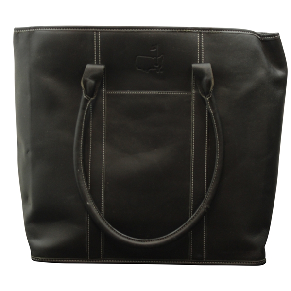 Masters Tournament Logo Black Leather Laptop Bag