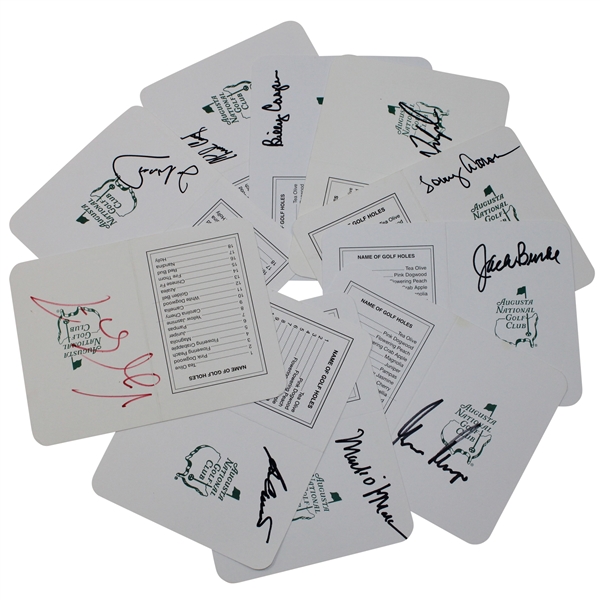 Couples, Player, Vijay & Seven (7) other Champs Signed Augusta National GC Scorecards JSA ALOA
