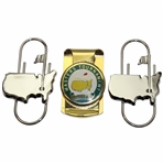 2000 Masters Tournament Gold Tone Clip w/Two (2) Masters Silver Tone Logo Clips
