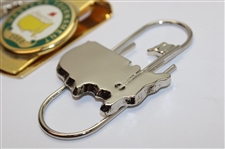 2000 Masters Tournament Gold Tone Clip w/Two (2) Masters Silver Tone Logo Clips