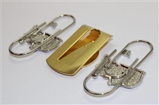 2000 Masters Tournament Gold Tone Clip w/Two (2) Masters Silver Tone Logo Clips