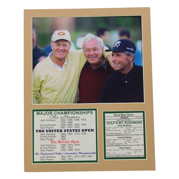 Arnold Palmer, Jack Nicklaus & Gary Player Big Three Matted Presentation Photo