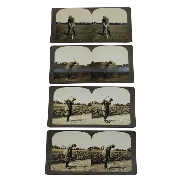 Four (4) Vintage Harry Vardon Bay State Publishing Golf Stereocards #385, #407, #418 & #419