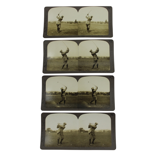 Four (4) Vintage Harry Vardon Bay State Publishing Golf Stereocards #403, #414, #518 & #528