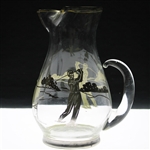 Silver Overlay Golf Themed Large Glass Water Pitcher