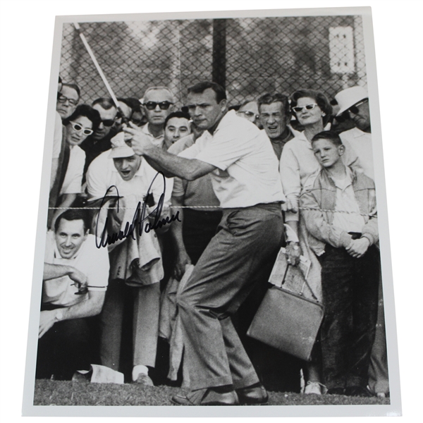 Arnold Palmer Signed B & W Follow Through Photo JSA ALOA