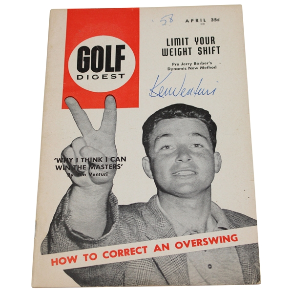 Ken Venturi Signed 1958 Golf Digest Why I Think I Can Win The Masters Magazine JSA ALOA