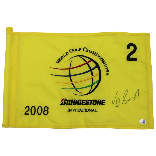 Vijay Singh Signed 2008 WGC Bridgestone Championship Used Hole #2 Flag w/COA & JSA ALOA