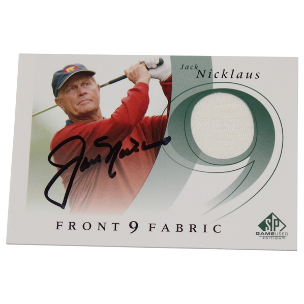 Jack Nicklaus Signed 2002 Upper Deck Front 9 Fabrics Used Shirt Card JSA ALOA