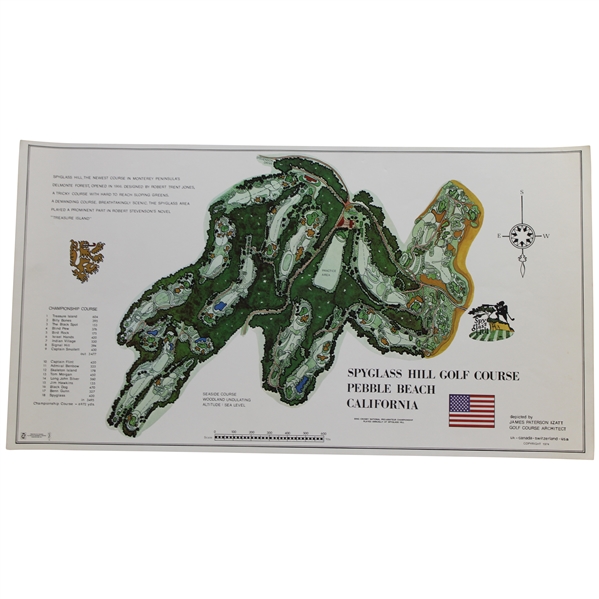 1974 Spyglass Hill Golf Course Pebble Beach JP Izatt Visual Survey Course Map