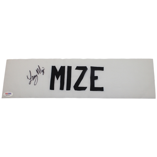 Larry Mize Signed Caddie Bib Nameplate PSA #X54943