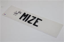 Larry Mize Signed Caddie Bib Nameplate PSA #X54943