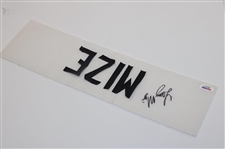 Larry Mize Signed Caddie Bib Nameplate PSA #X54943