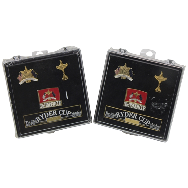 Two (2) 1999 Ryder Cup at The Country Club Brookline Ltd Ed Unopened Pin Sets #793 & #1183