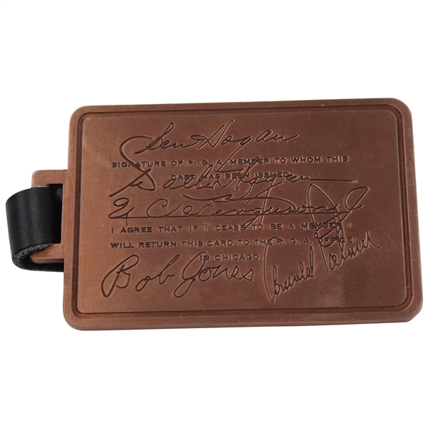 Jones, Hagen, Palmer & Hogan Engraved Signatures Commemorative PGA BagTag 