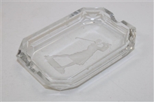Lady Golfer Post-Swing Depiction on Clear Glass Soap Dish