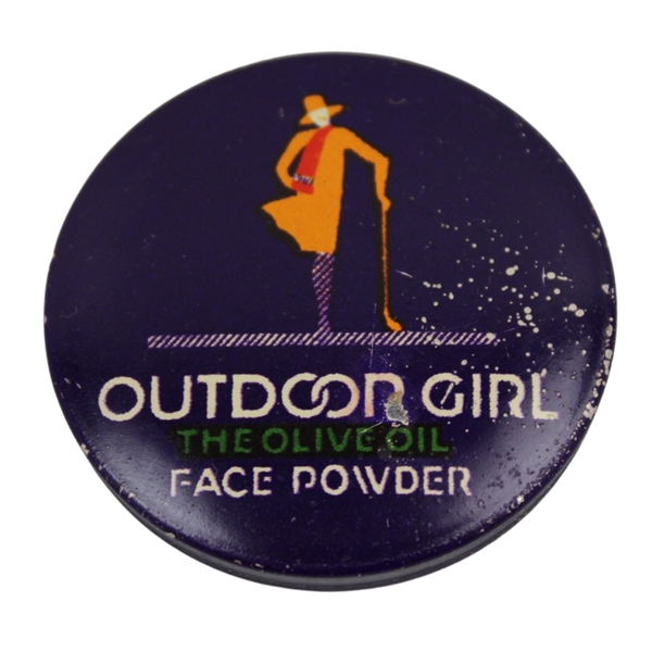 c1932 Art Deco Outdoor Girl The Olive Oil Face Powder Tin w/Powder