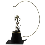 Desk Top Electric Golfer Hitting Golf Ball Attached to a Brass Hoop - Works!