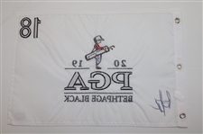 Brooks Koepka Signed 2019 PGA at Bethpage Black Embroidered White Flag BAS #BR46929