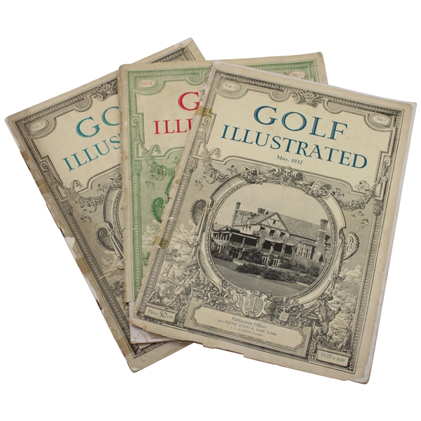 Three (3) 1932 Golf Illustrated Magazines - May, June & September