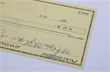 Ben Hogan Signed 1991 Personal Bank1One Check Signed 'W. Ben Hogan' JSA #T41447