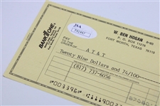 Ben Hogan Signed 1991 Personal Bank1One Check Signed 'W. Ben Hogan' JSA #T41447
